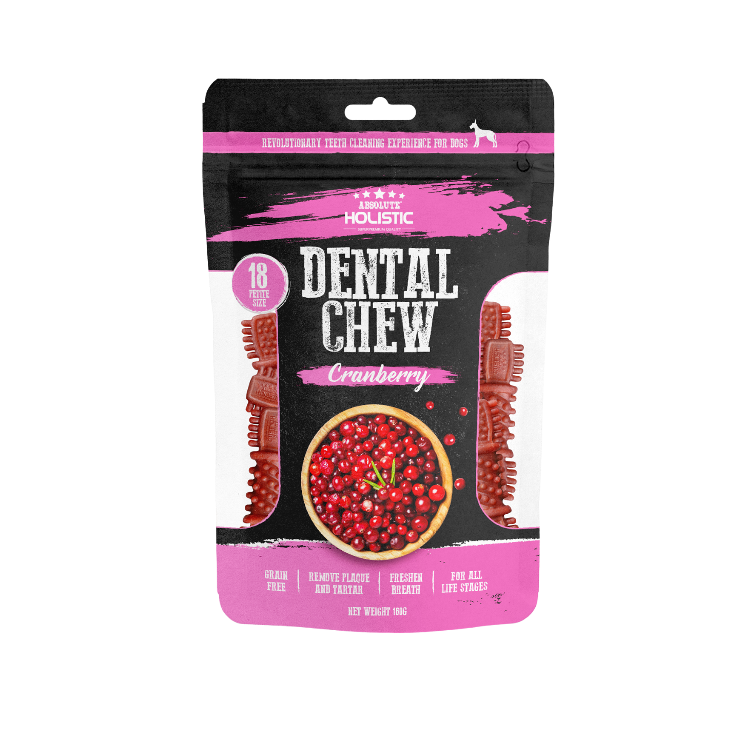 Absolute Holistic Dental Chew Cranberry Value Pack 160g Singapore
