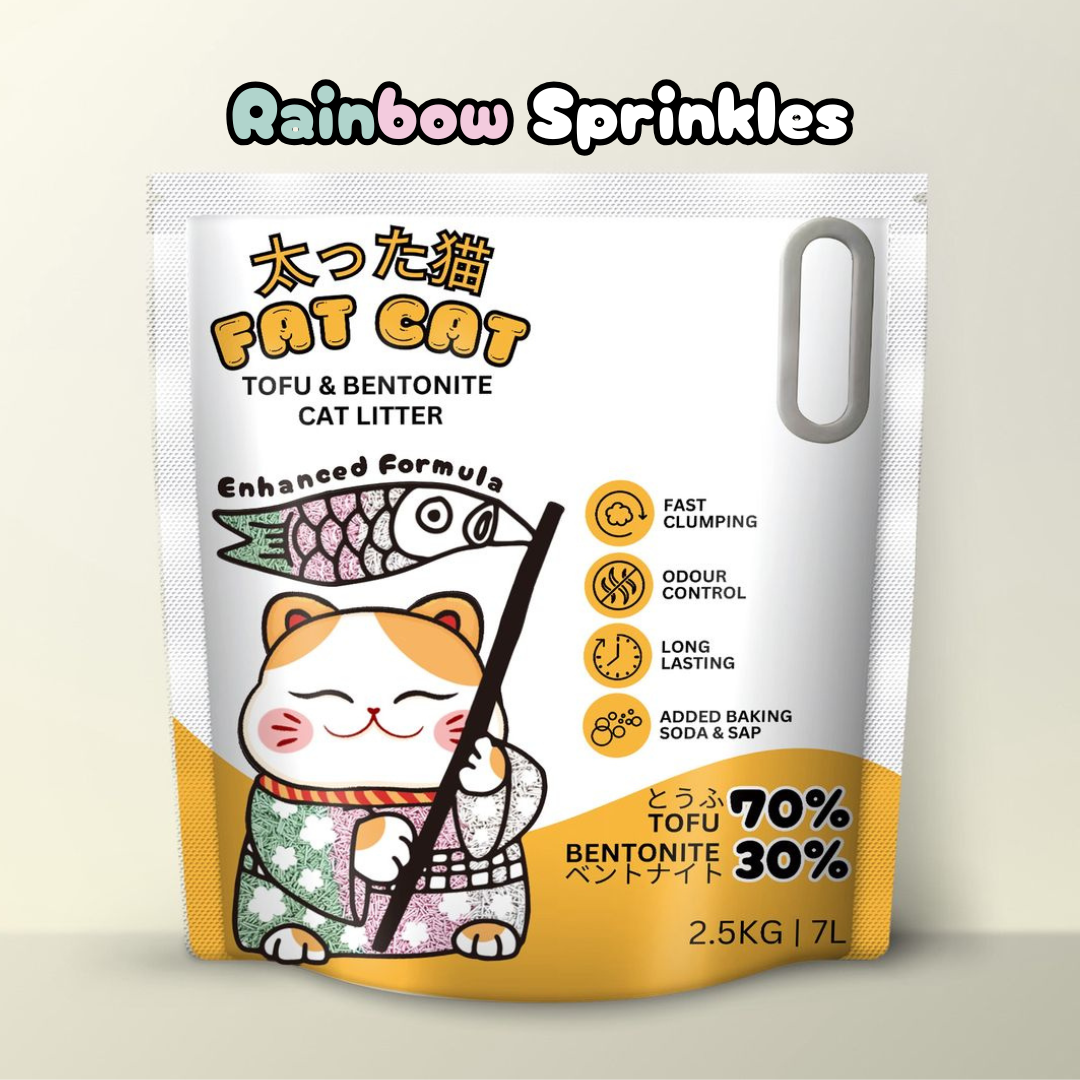 Fat Cat Tofu Bentonite Rainbow Sprinkles Cat Litter 2.5kg 7L Singapore Fat Cat Tofu Bentonite Rainbow Sprinkles Cat Litter 2.5kg 7L Singapore