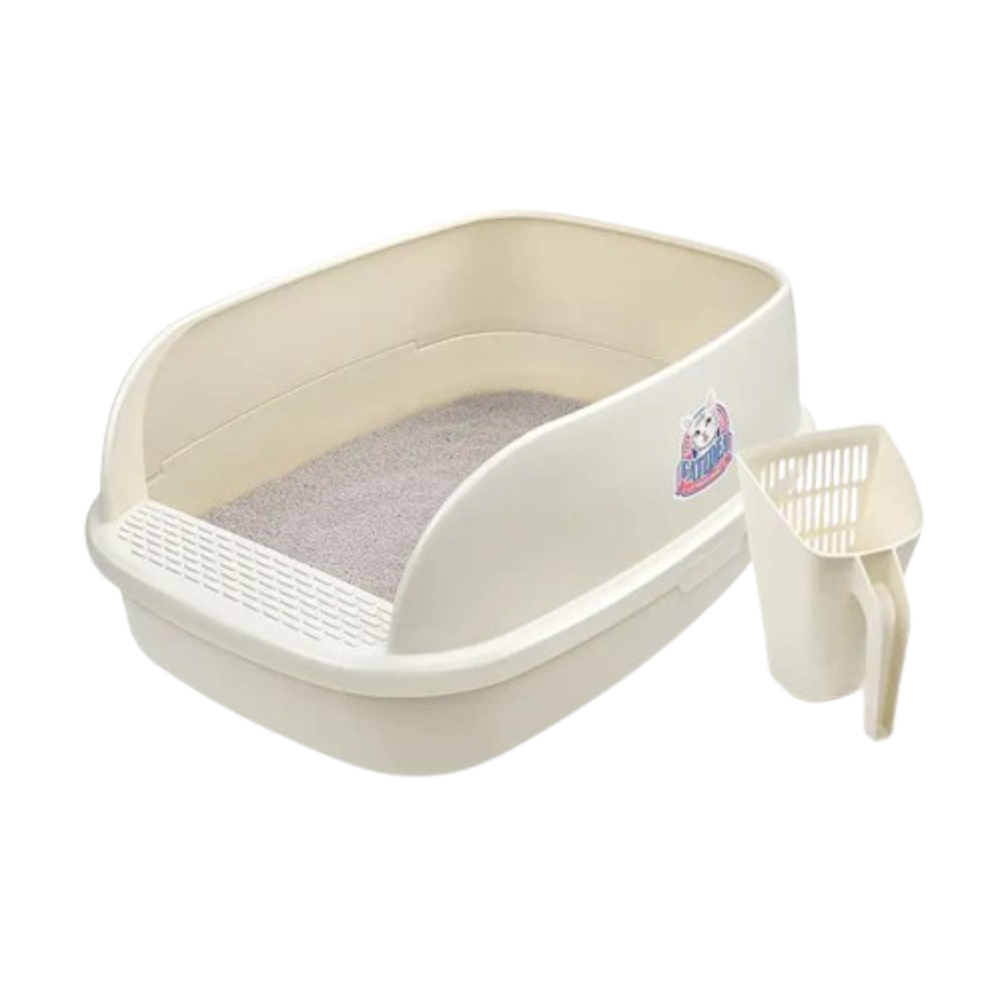 CATIDEA Big Bread Litter Guard Bin Cream Size M 8L Compact Cat Litter Box Singapore