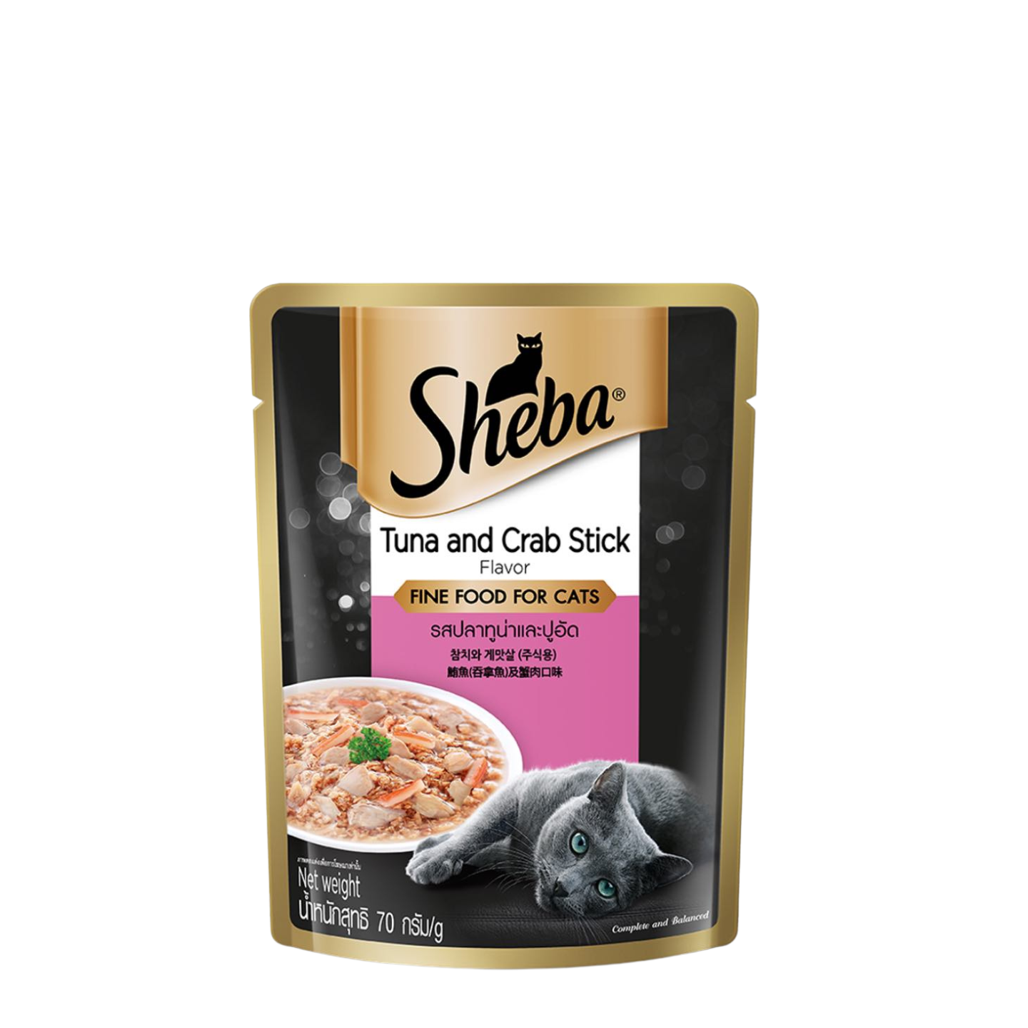 Sheba Wet Cat Food Tuna and Crab Stick in Gravy 70g Pouch Box 24 Pouches Singapore