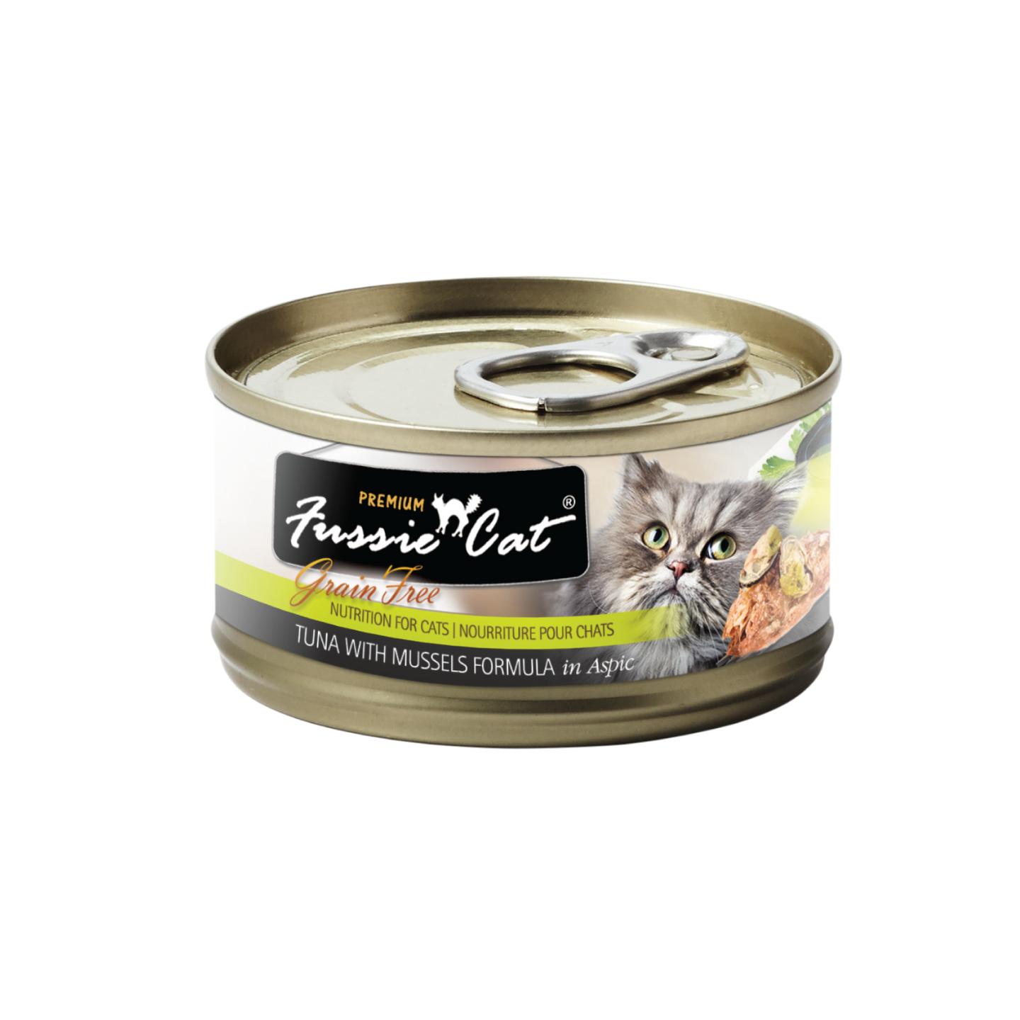 Fussie Cat Black Label Tuna with Mussels in Aspic 80g Canned Wet Cat Food Carton 24 Cans Singapore