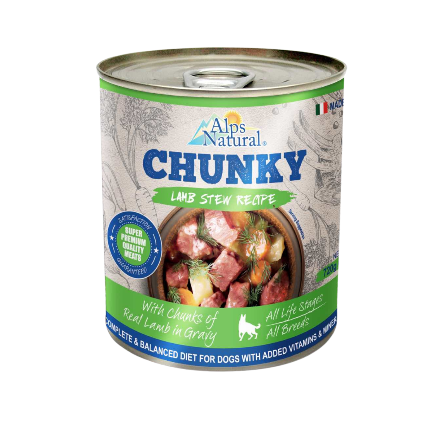 Alps Natural Chunky Lamb Stew Recipe Wet Dog Food 720g Can Singapore