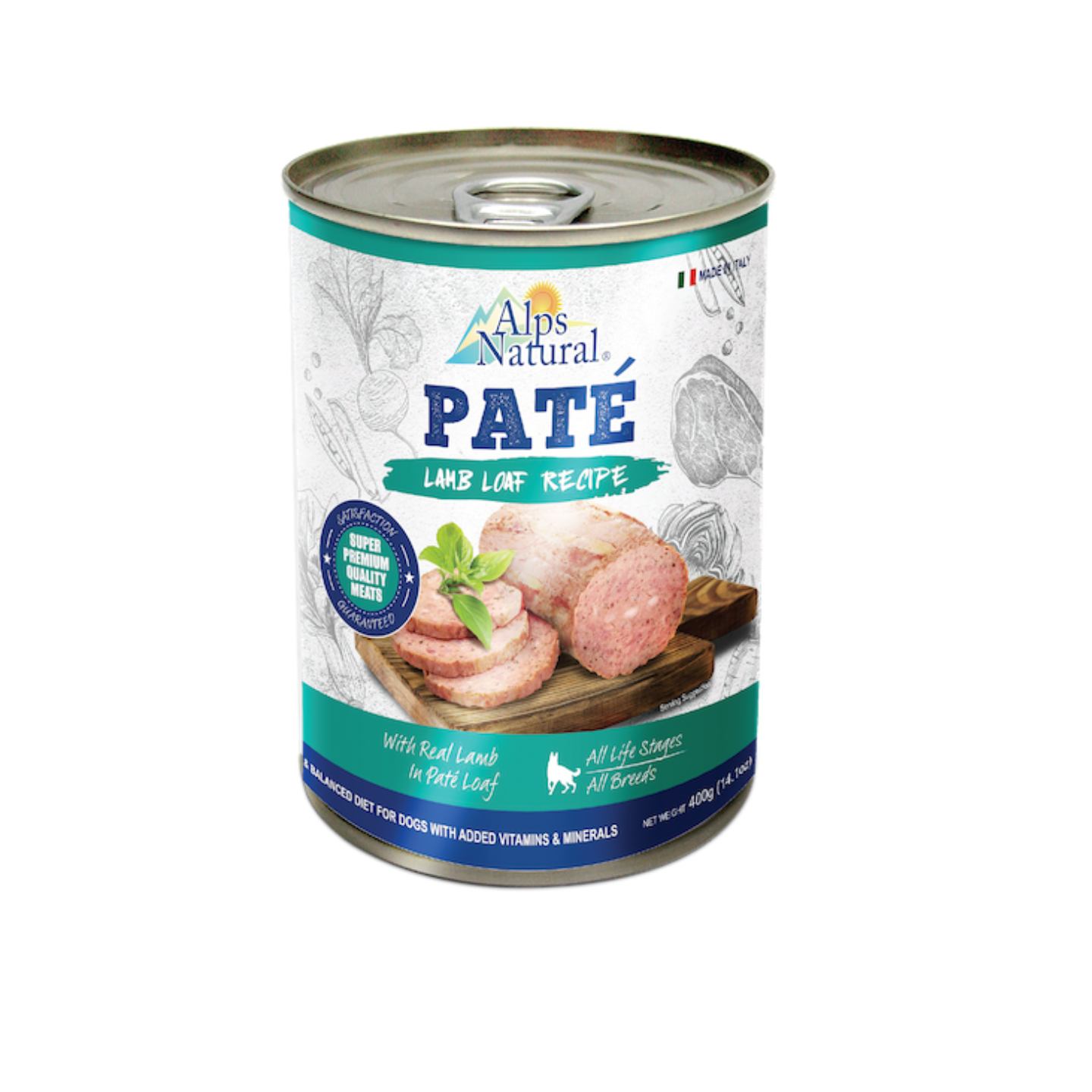 Alps Natural Pate Lamb Loaf Recipe Wet Dog Food 400g Can Singapore