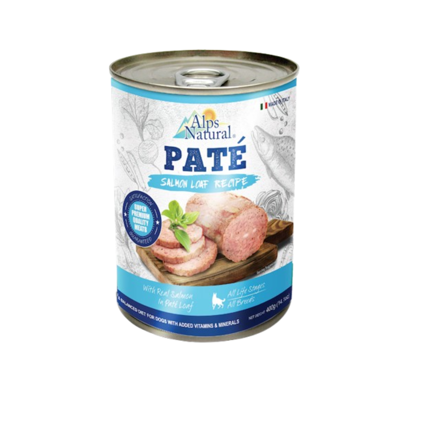 Alps Natural Pate Salmon Loaf Recipe Wet Dog Food 400g Can Singapore