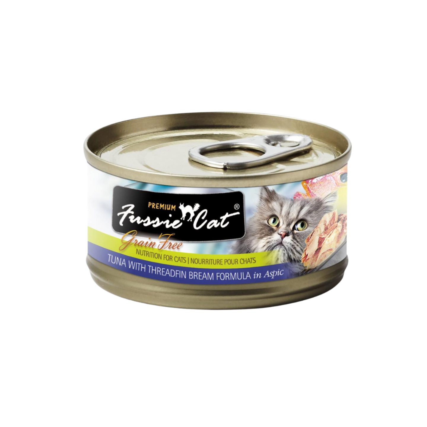 Fussie Cat Black Label Tuna with Threadfin Bream in Aspic 80g Canned Wet Cat Food Carton 24 Cans Singapore