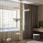Solid Wood Ceiling Cat Condo A (250–270cm) with Space Capsule