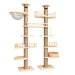 double column luxury ceiling cat tower solid wood 250cm-270cm in singapore
