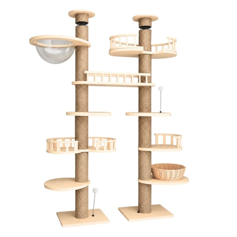 double column luxury ceiling cat tower solid wood 250cm-270cm in singapore