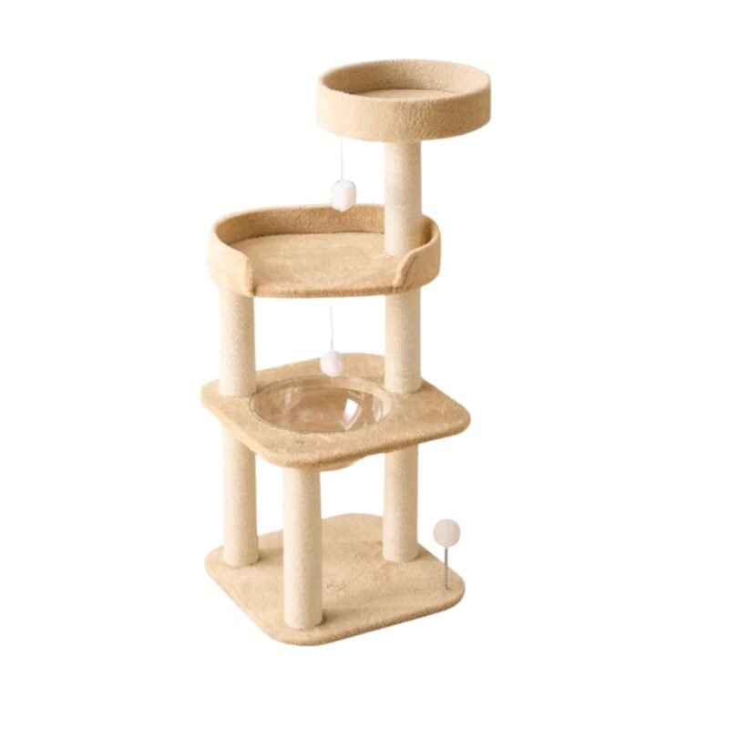 emily 4 tier cat tower 113 cm light wood beige in singapore