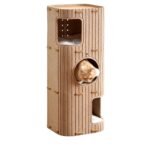 latte square multi level cat house 3 layer premium hard felt climbing frame with scratching board in singapore