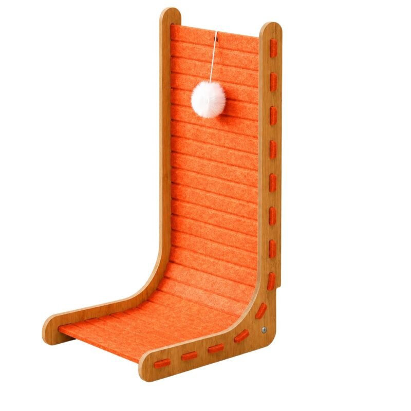 orange l shaped felt cat scratch board wear resistant vertical cat scratcher toy in singapore
