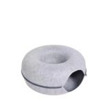 2-in-1 cat tunnel and felt donut bed light grey small in singapore