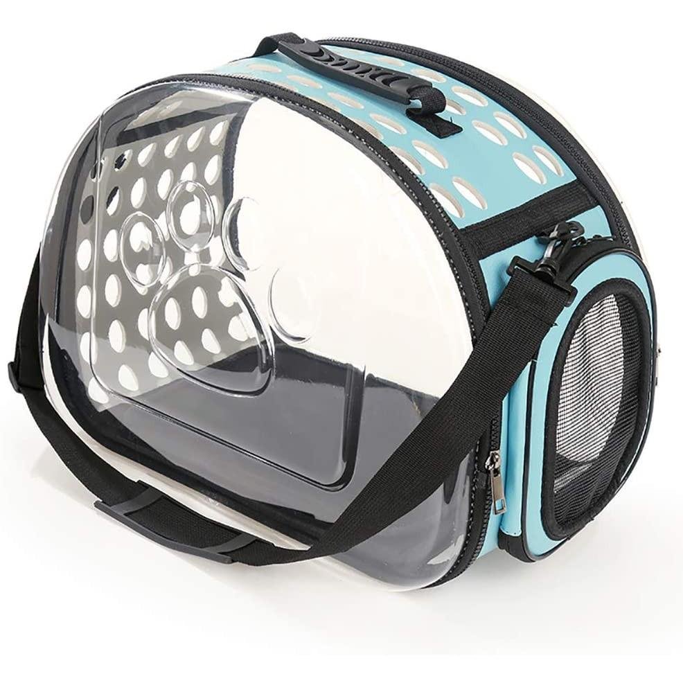 transparent sling pet carrier blue foldable travel bag for pets in singapore