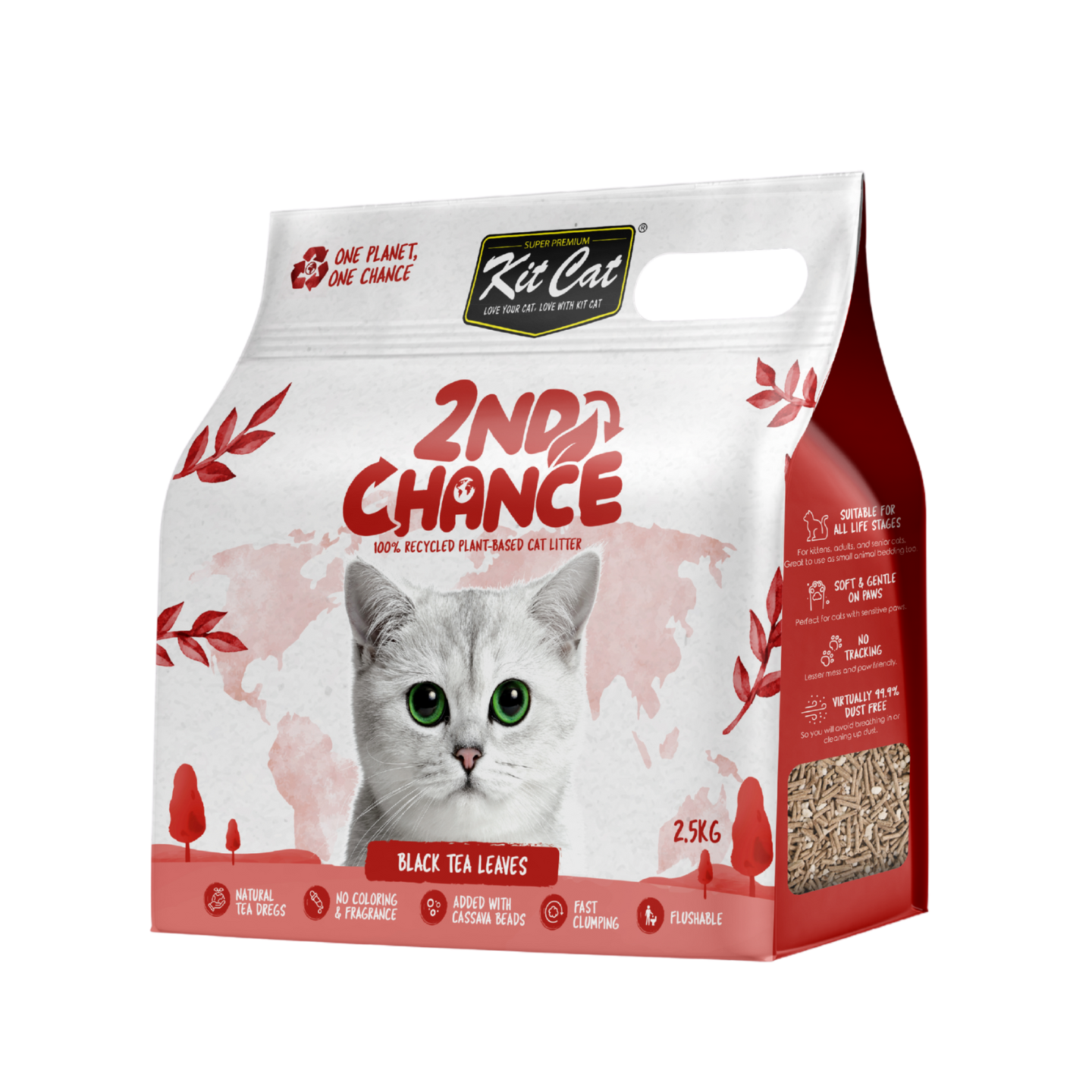 kit cat 2nd chance black tea leaves cat litter 2.5kg 6pk in singapore
