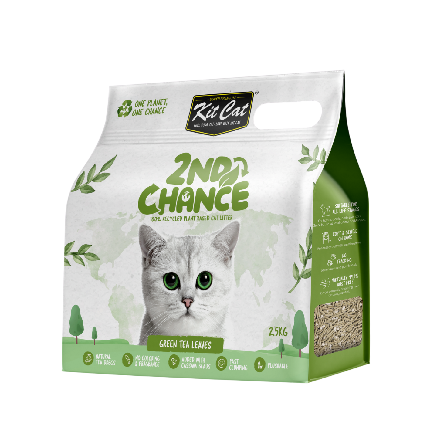 kit cat 2nd chance green tea leaves cat litter 2.5kg 6pk in singapore
