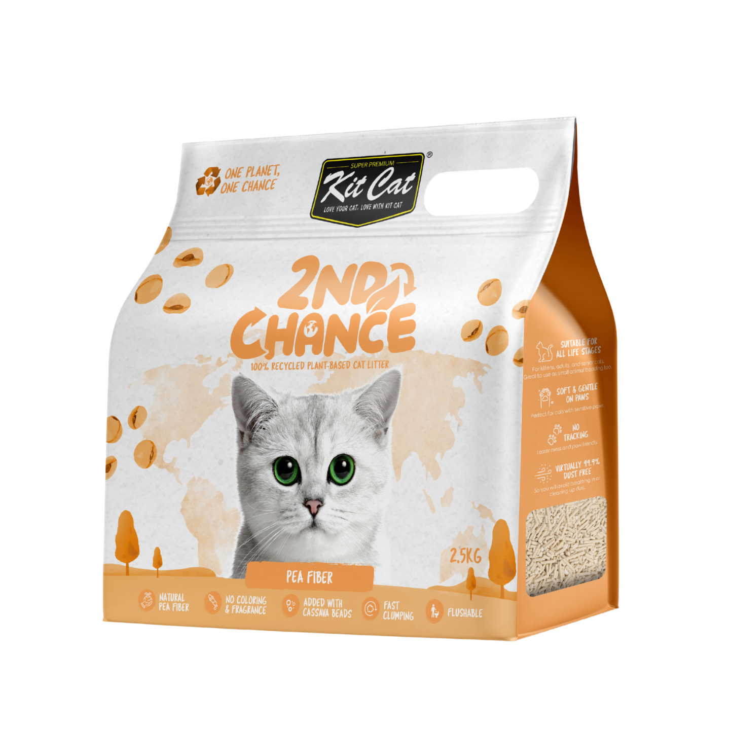 kit cat 2nd chance pea fiber cat litter 2.5kg 6pk in singapore