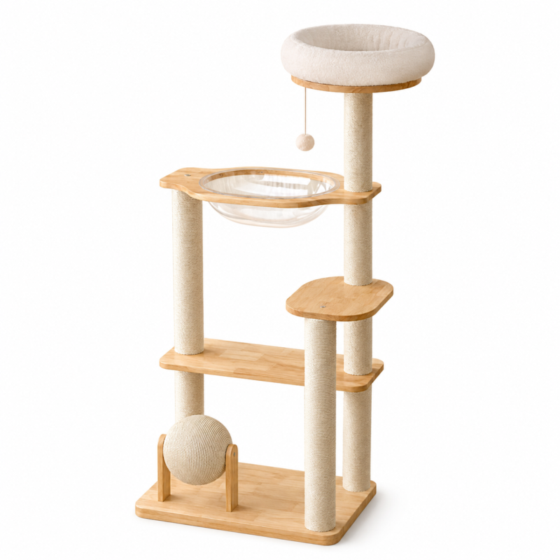 paws and play castle cat condo solid wood 133cm in singapore