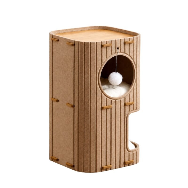 latte square multi level cat house 2 layer premium hard felt climbing frame with scratching board in singapore