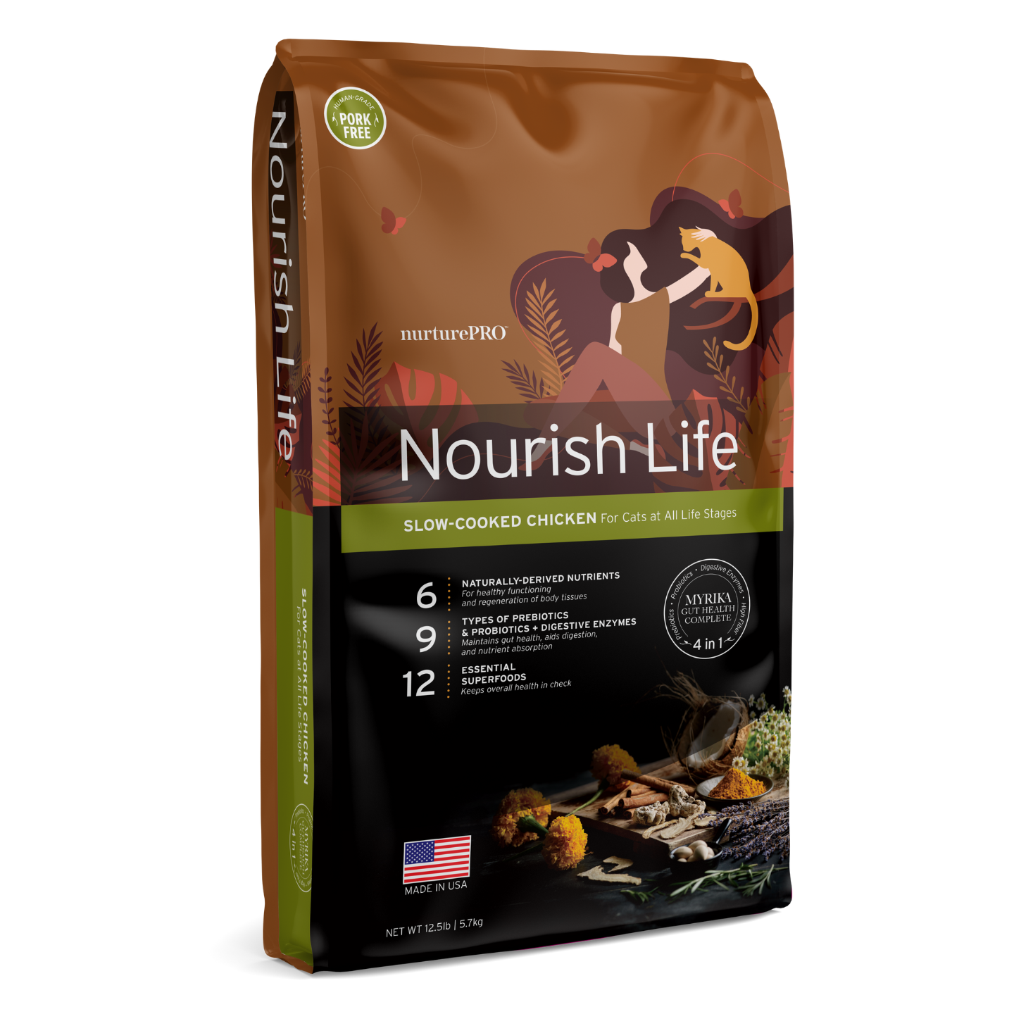Nurture Pro Nourish Life Chicken Formula Kitten Adult Dry Cat Food 12.5lbs Singapore