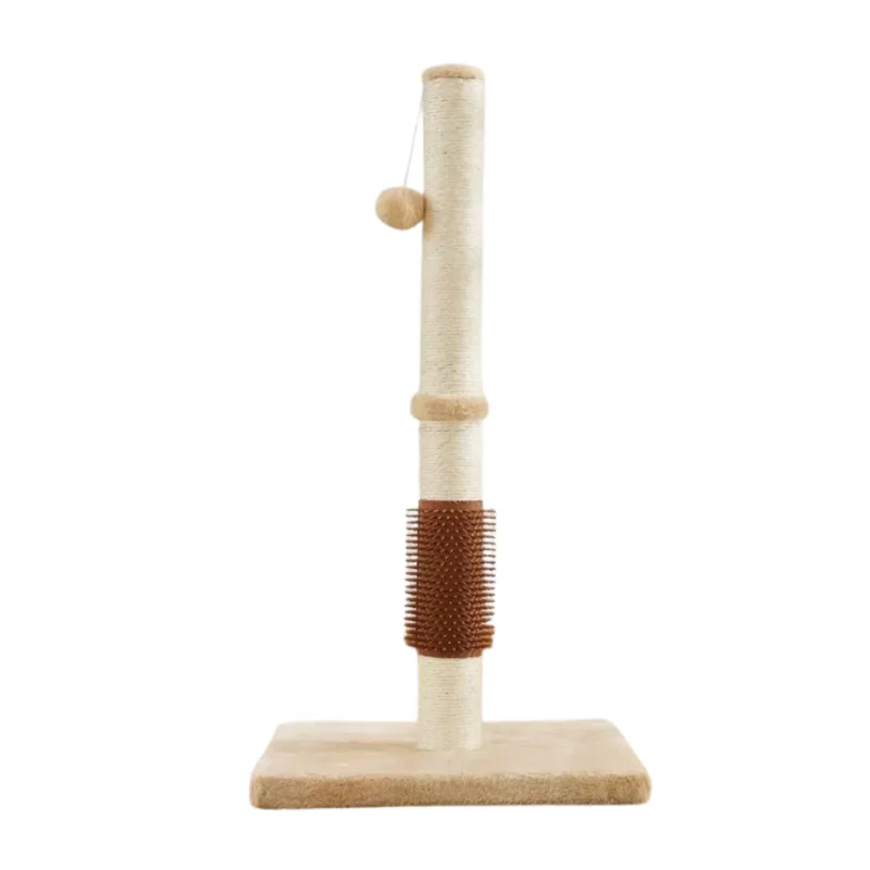 Reina Cat Scratcher Post with Self Grooming Brush in Cream 80cm Singapore