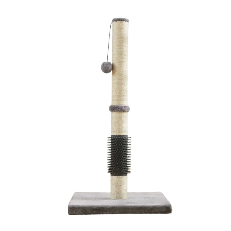 Reina Cat Scratcher Post with Self Grooming Brush in Grey 80cm Singapore