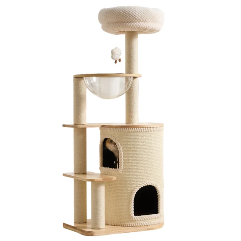 aura cozy loft cat tower 134cm solid wood in singapore