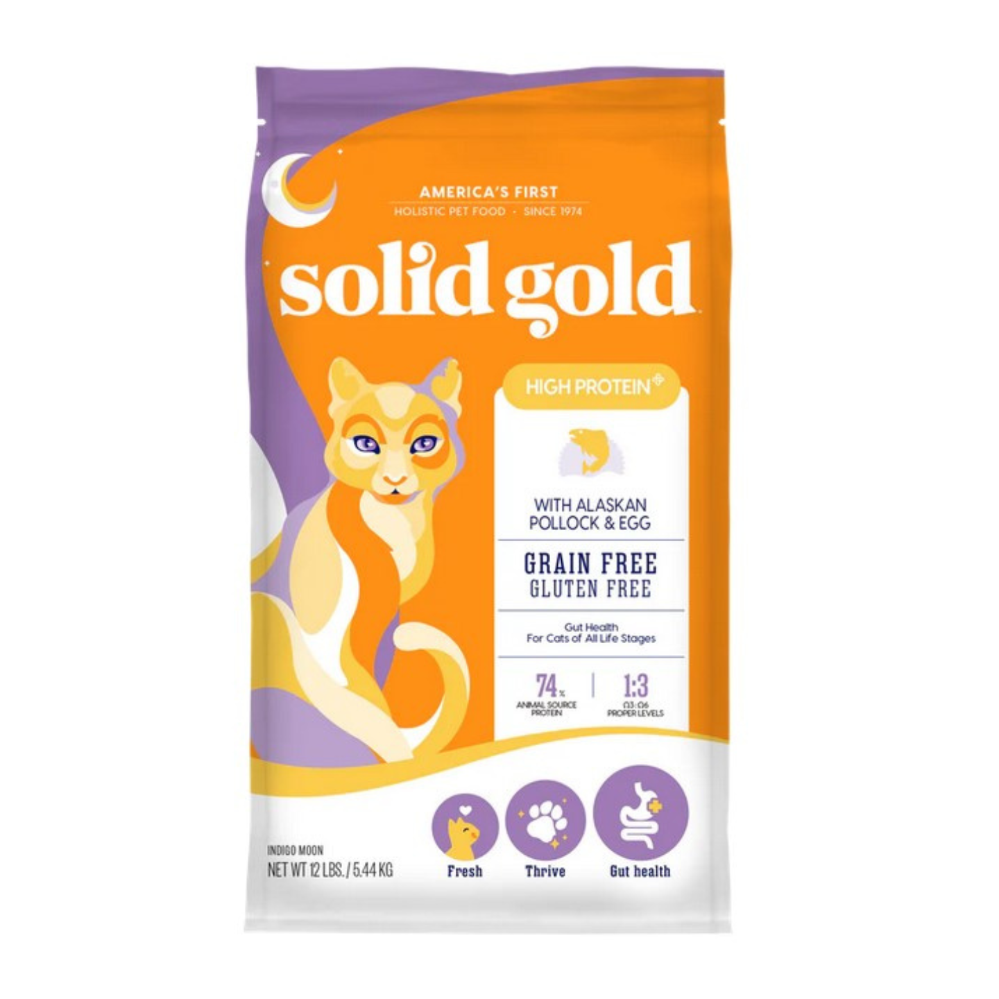 Solid Gold Indigo Moon High Protein Alaskan Pollock and Egg Grain Free Cat Dry Food 12lbs Singapore