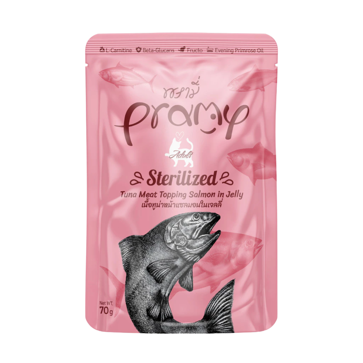 Pramy Adult Sterilized Tuna with Salmon Topping 12 Pouches Singapore