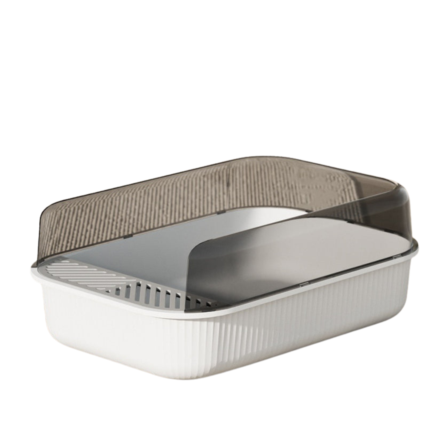 Spacious Semi-Enclosed Cat Litter Box Modern Privacy Solution White Singapore