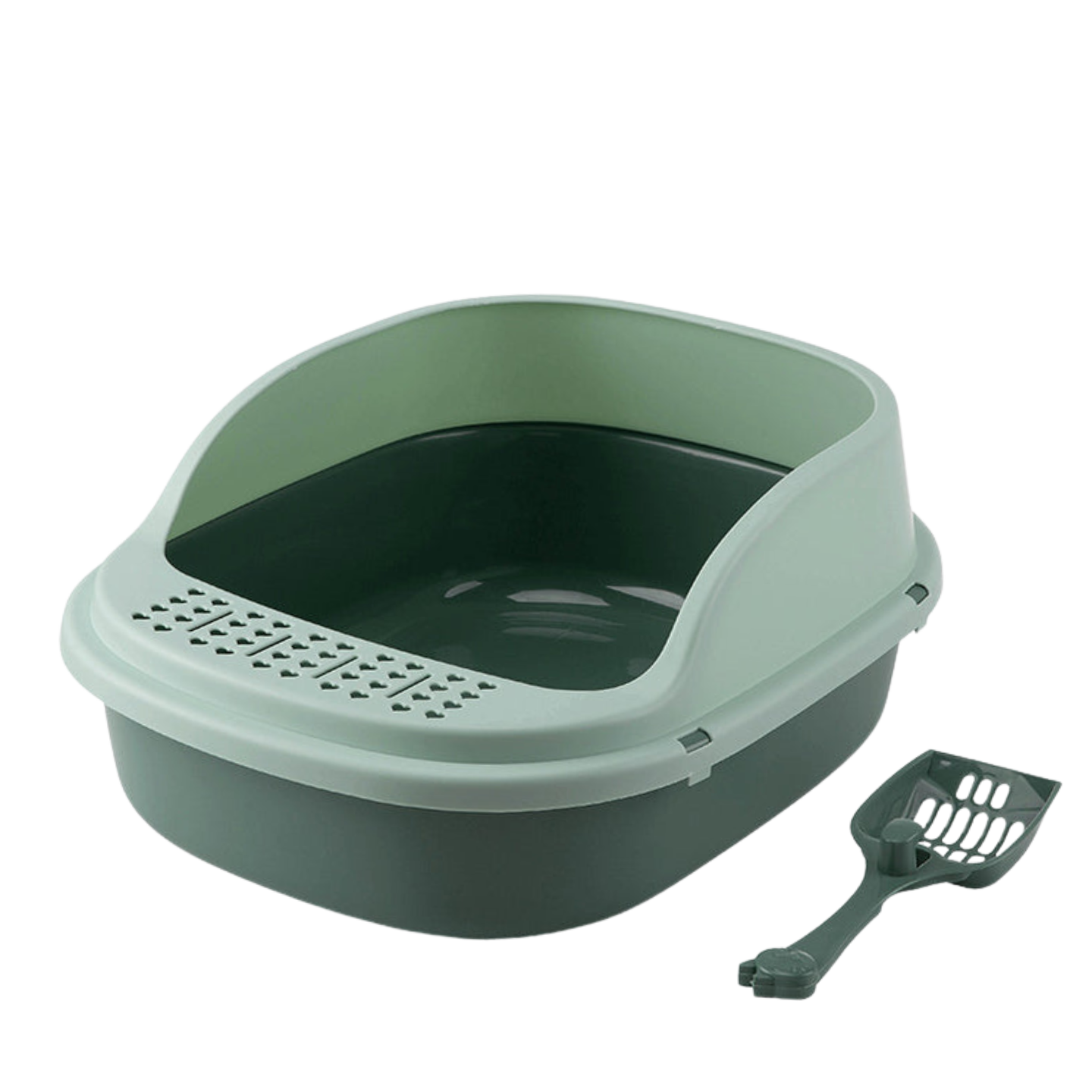 Open-Top Cat Litter Box with Matching Shovel Green Singapore