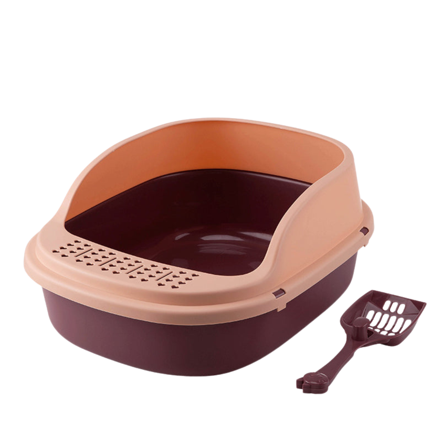 Open-Top Cat Litter Box with Matching Shovel Purple and Pink Singapore