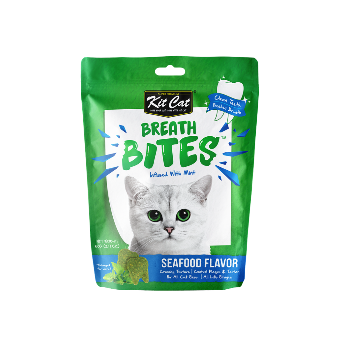kit cat breath bites mint seafood flavour dental cat treats 60g in singapore