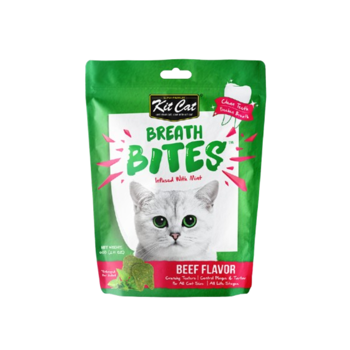 kit cat breath bites mint beef flavour dental cat treats 60g in singapore