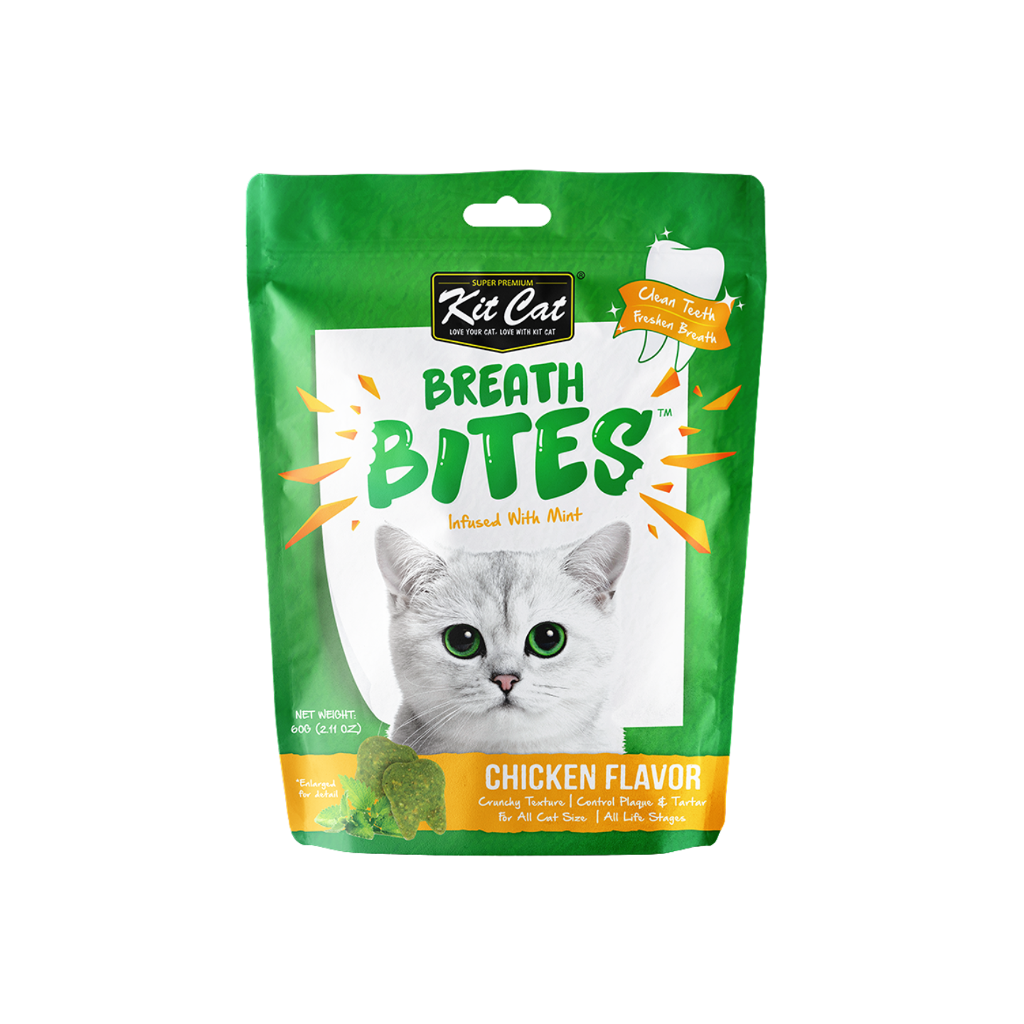 kit cat breath bites mint chicken flavour dental cat treats 60g in singapore