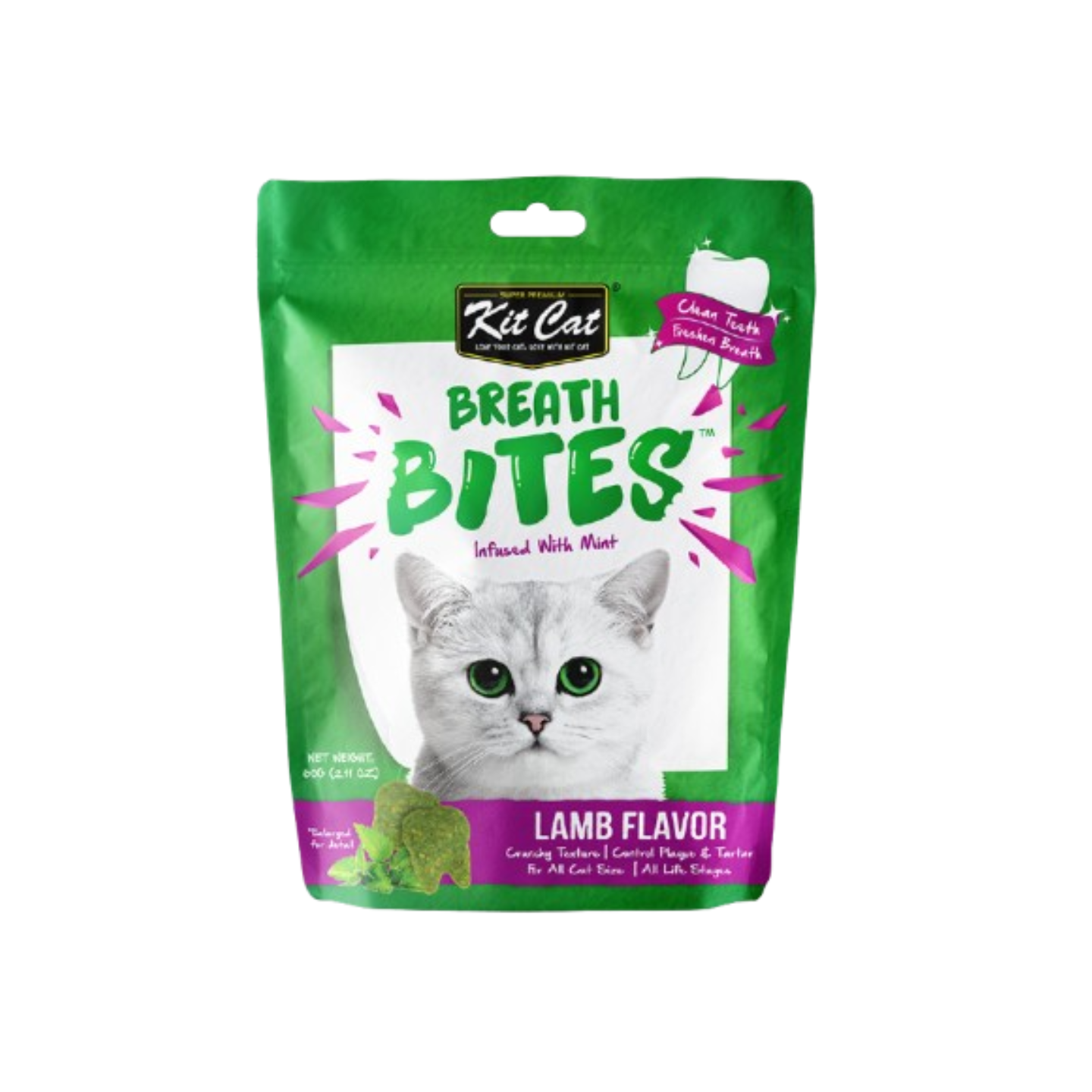 kit cat breath bites mint lamb flavour dental cat treats 60g in singapore