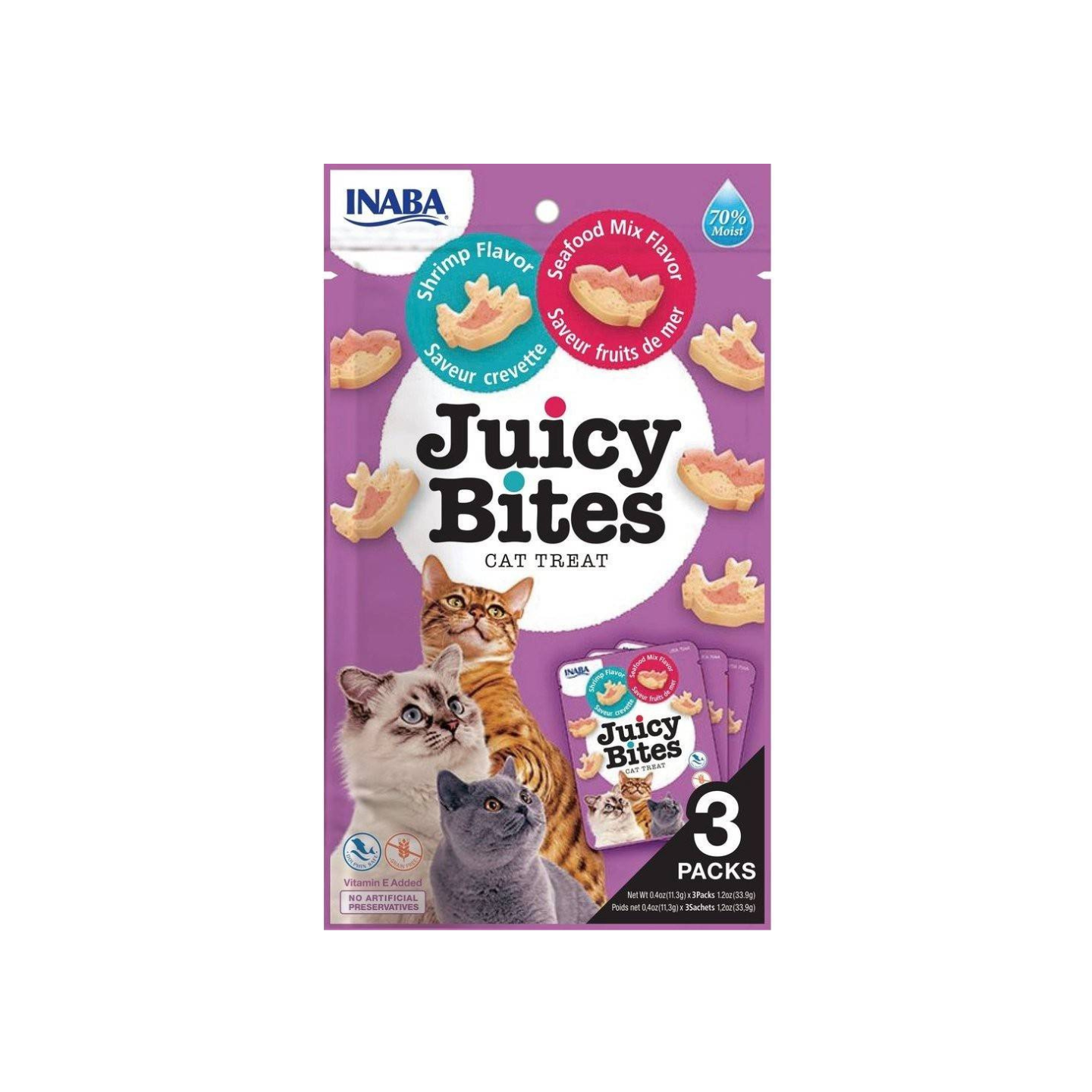 Inaba Juicy Bites Cat Treats Shrimp Seafood Mix 704A 3pcs Singapore