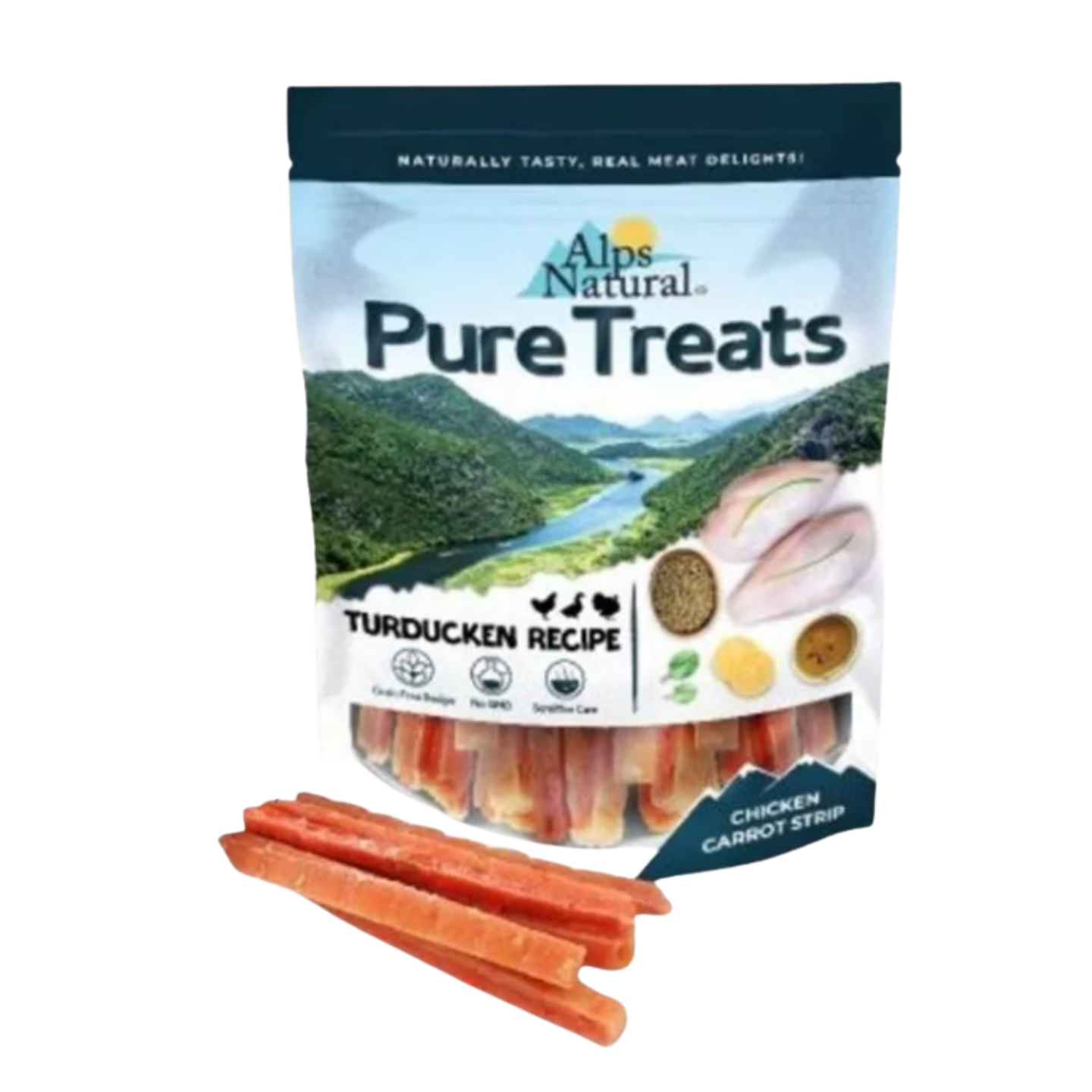 Alps Natural Pure Treats Turducken Recipe (100g) – Chicken Carrot Strip in Singapore