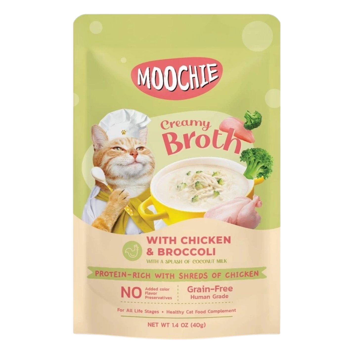 Moochie Creamy Broths Chicken & Broccoli Cat Wet Food Pouch in Singapore