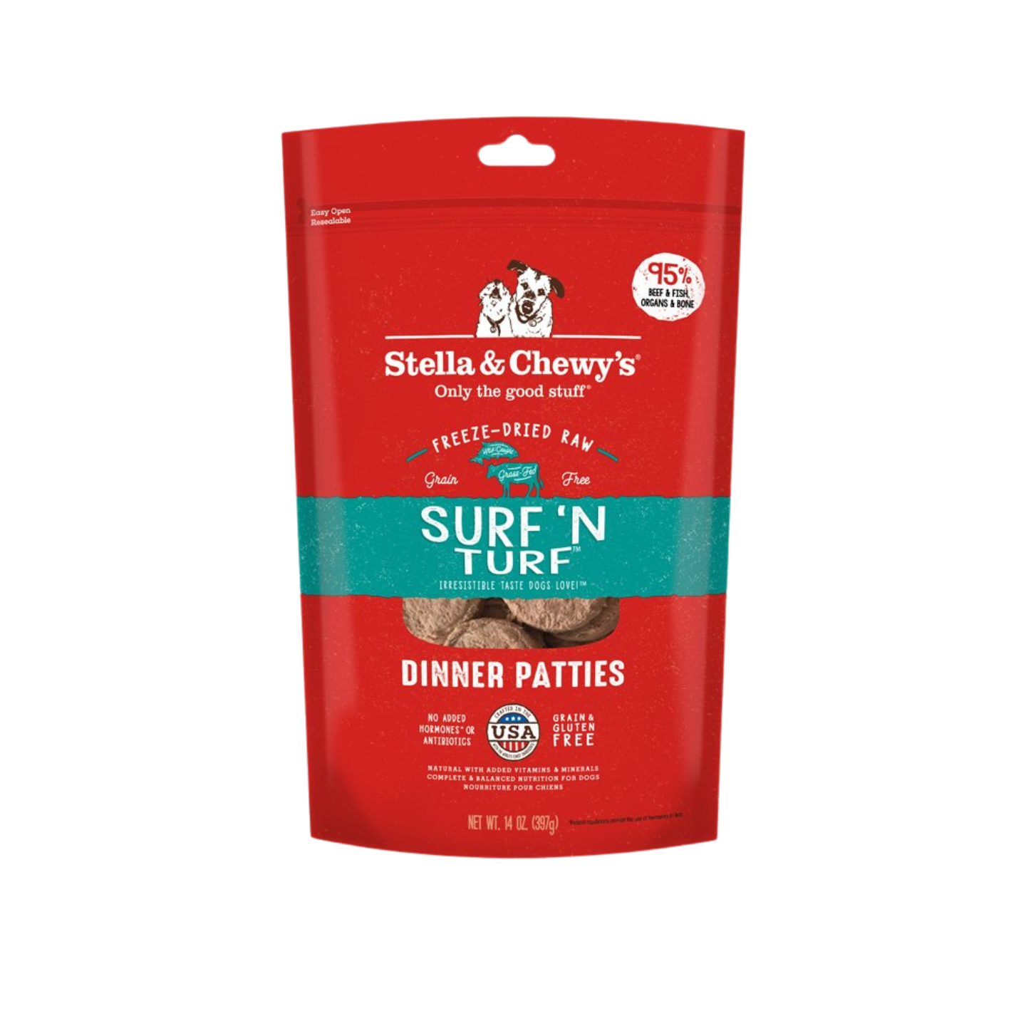 Stella & Chewy’s Dog Freeze-Dried Dinner Patties Surf ‘N Turf Beef & Salmon 14oz in Singapore