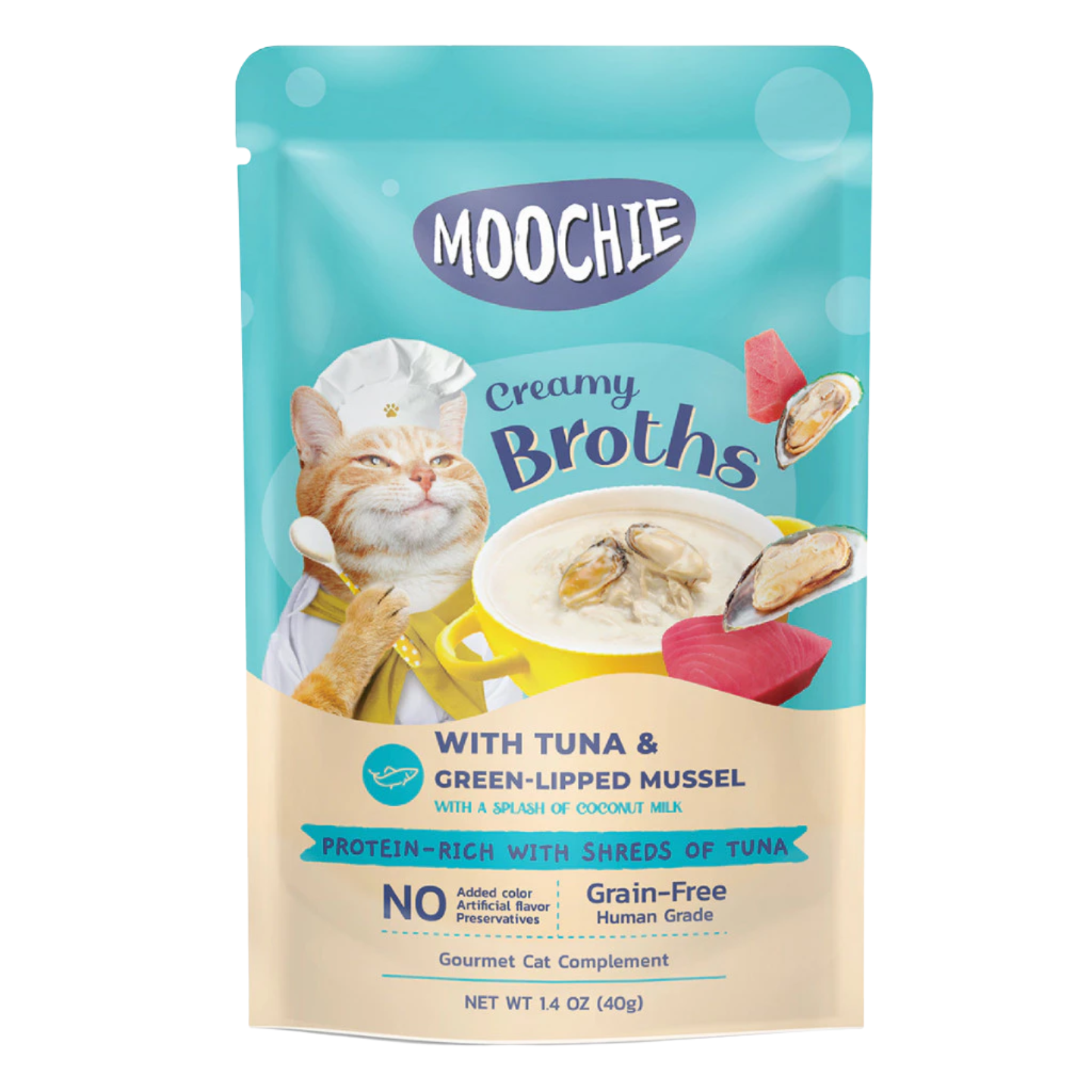 Moochie Creamy Broths Tuna & Green-Lipped Mussel Cat Wet Food Pouch in Singapore
