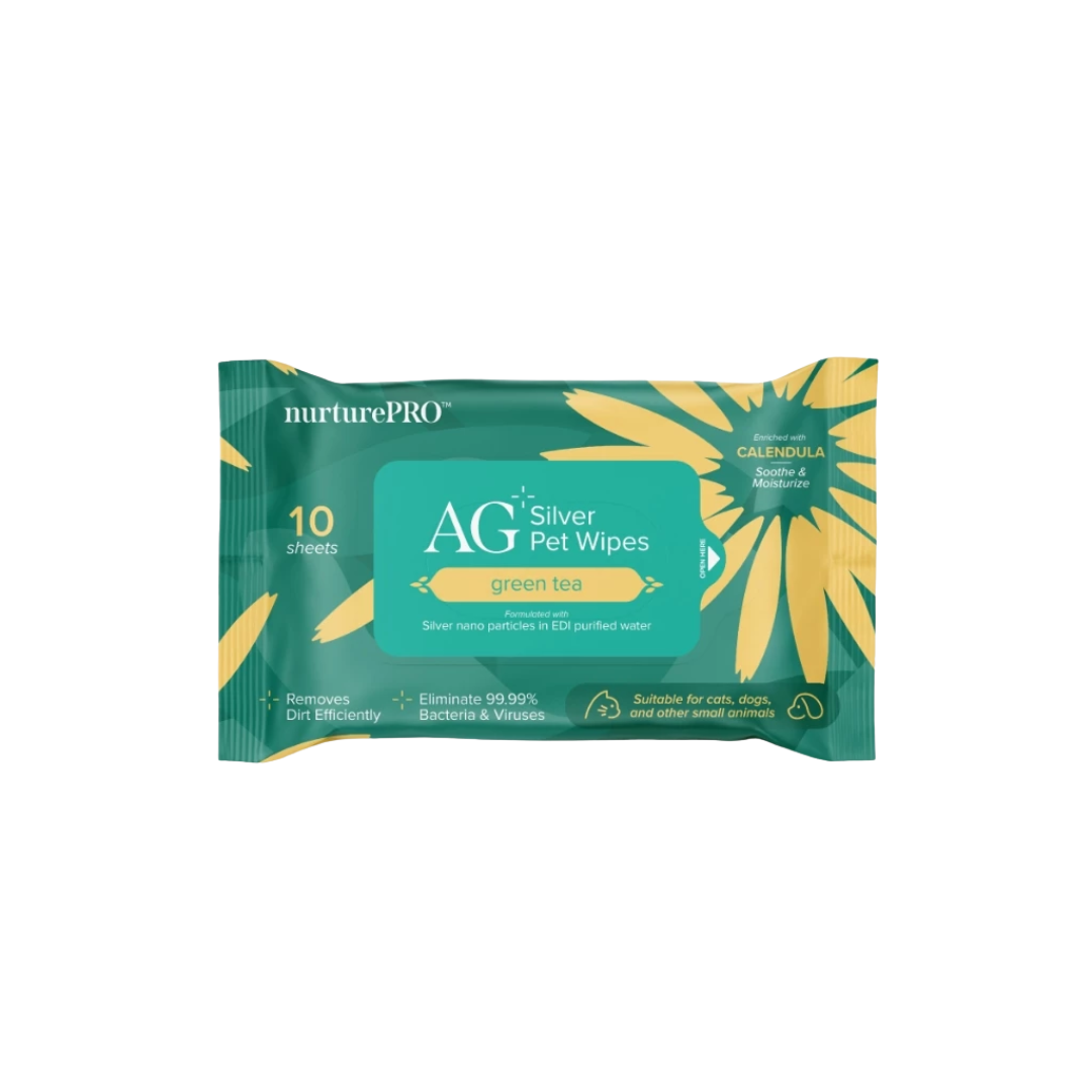 NurturePRO AG+ Silver Green Tea Pet Wipes for Cats and Dogs 10 Sheets in Singapore