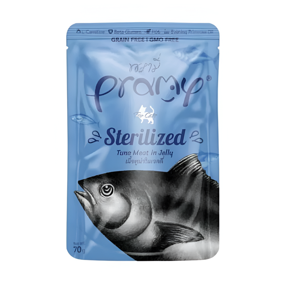 Pramy Cat Adult Sterilized Tuna Meat in Jelly 70g 12pk in Singapore