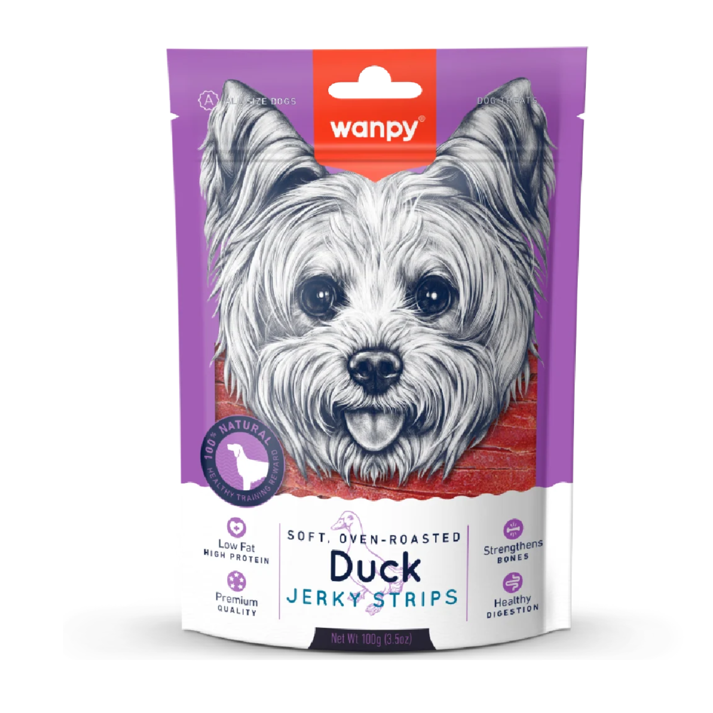 Wanpy Soft Oven Roasted Duck Jerky Strips 100g Dog Treats Singapore