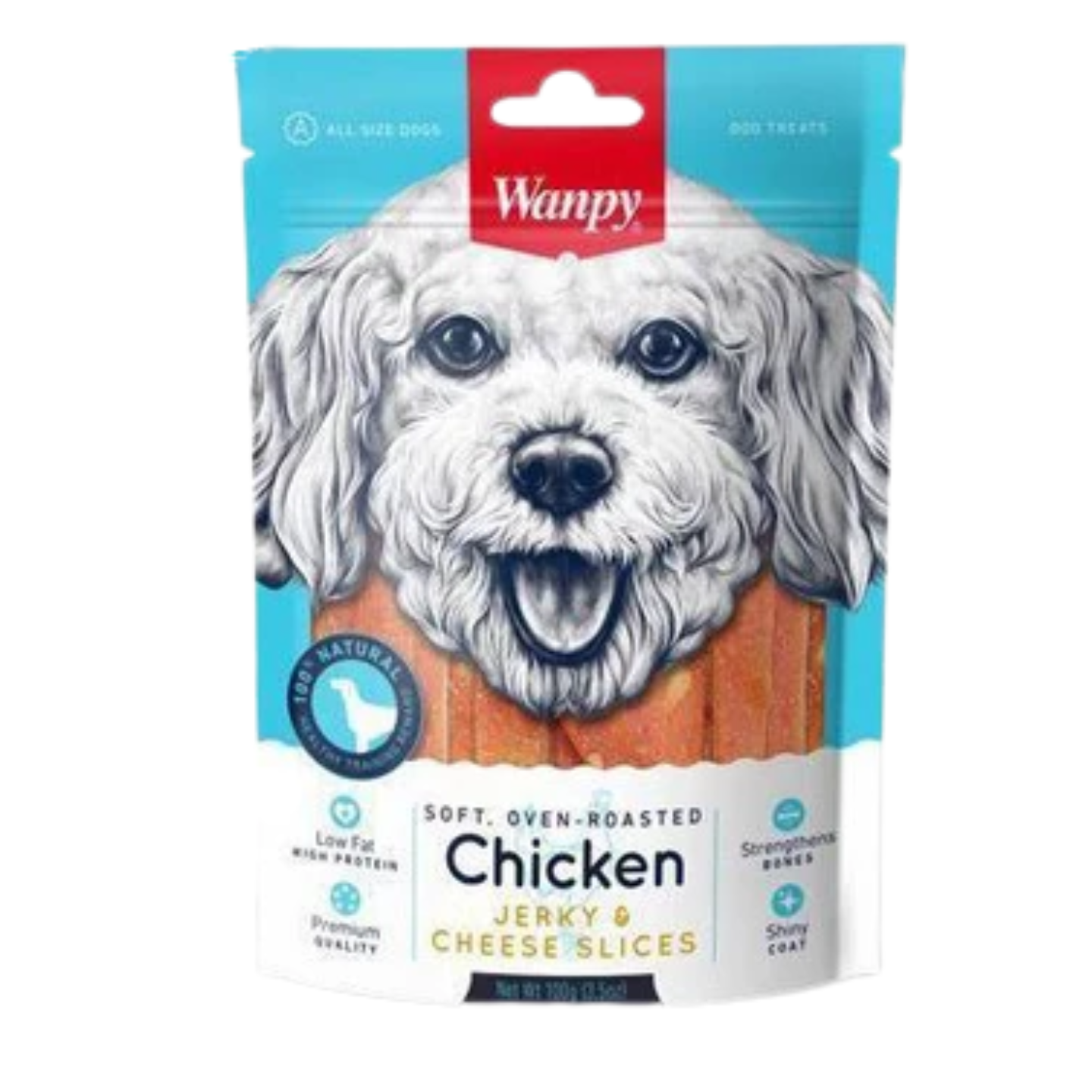 Wanpy Dog Treats Chicken Jerky Cheese 100g
